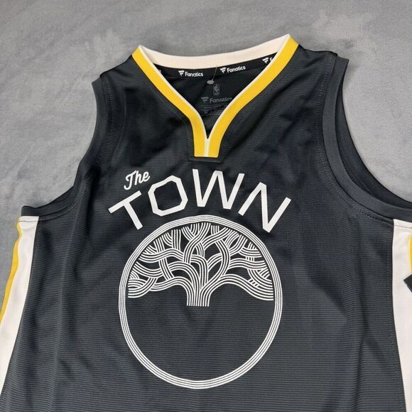 NBA Fanatics YOUTH Sz M 8-10 Golden State Warriors The Town Jersey Gray Yellow - Picture 4 of 10